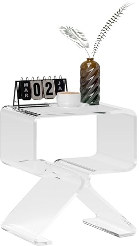 HOMCOM niedr. geometrischer Couchtisch 2-stufig, 40x30x45 cm, Transparent | Dreieckige Beine, Couchtisch aus Acryl