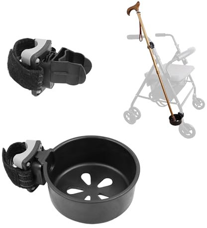 KMINA - Stockhalter für Rollator, Breite Gummi, Krückenhalter, Gehstockhalter, Halterung für Rollstuhl