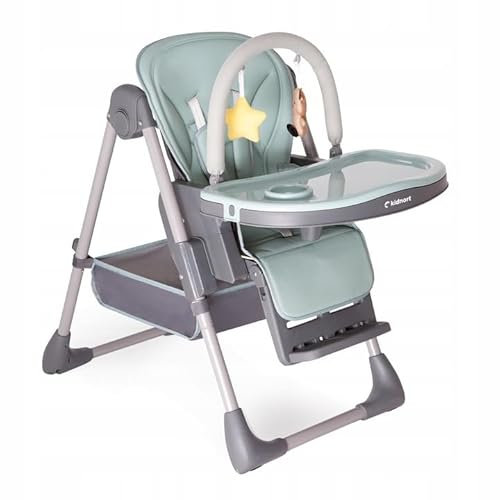 Kidnort Hochstuhl Klappbarer mit Tablett, mehrere Positionen, Jordgubbe, Braun