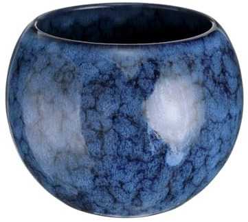 sourcing map Juego de té de cerámica china japonesa de 5 onzas, hecho a mano, de cerámica esmaltada, sin asa, taza de té pequeña para mate, té, café, vino, bebidas para el hogar y regalos, azul