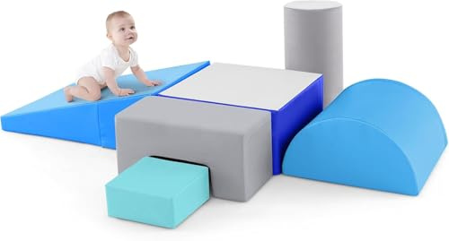 Fantaskk Baby mjuka byggstenar av skummaterial, blå, 6 delar