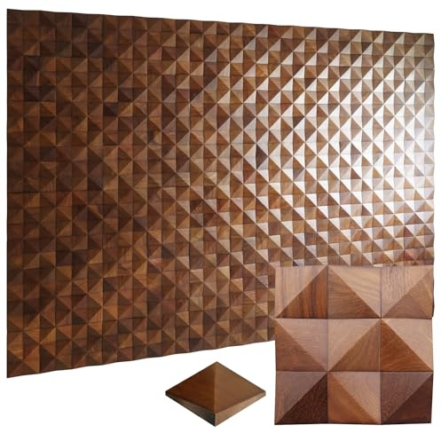 DQQWood 3D Cumaru Solid Wood Walnut-Colored wall Panel Decoration .Interior Wood Grain Decoration. Raw Wood Color. Textured Designed for Living Room, Bedroom. (Cumarut_Walnut-Colored)