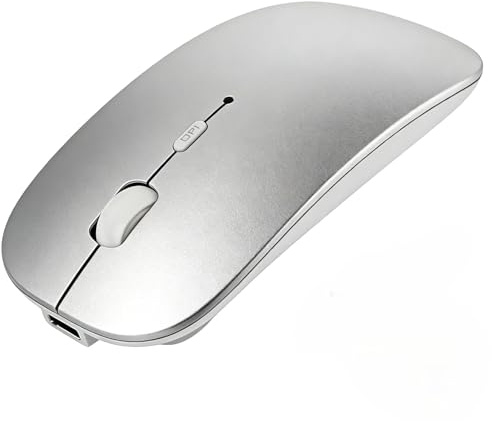 HOTDREAM Ratón recargable con Bluetooth para iPad Air, iPad Pro, portátil, tableta, iPhone, PC, (no para Mac, MacBook), color plateado