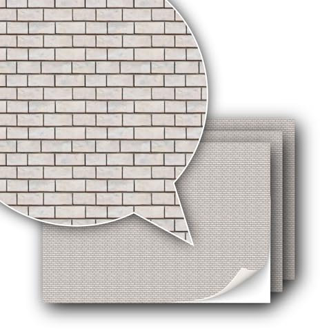 3 feuilles de film décoratif auto-adhésif pour modélisme à l'échelle 1:87 H0 (UK : échelle 3,5 mm) (pierres blanches 1)