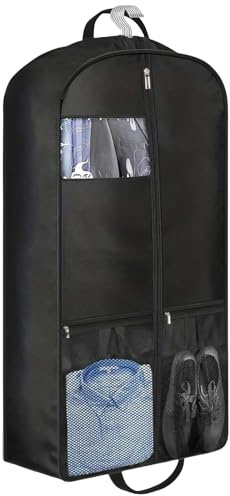 AMFUN 110x60cm Kleidersack, Anzugtasche für Sakkos, Kleidersack für die Aufbewahrung, Anzugsack Schützt vor Feuchtigkeit Staub (Schwarz)