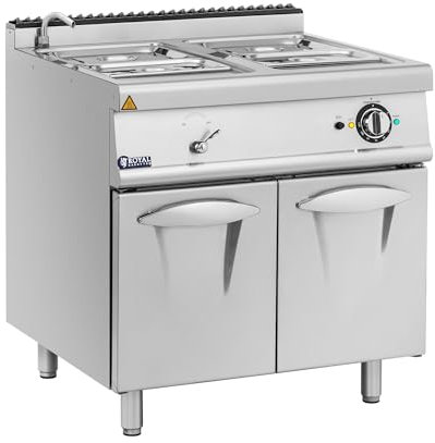 Royal Catering Bain-marie 6 000 W 2 x GN 1/2 et 2 x GN 1/3 avec robinet et meuble bas (80 x 73 cm) - Chauffe plat électrique Professionnel