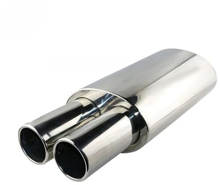 Compatible For Universal Exhaust Rear Muffler Silencer Mufflers Tip Tail Car Dual Outlet 3'' With Logo