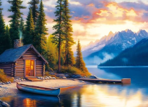 Mocrop Puzzle 1000 Piezas Adultos, 70 × 50 cm Paisajes Puzzle, Puzzles 1000 Piezas - Lakeside Paradise, Espectacular Decoración de Pared, Exquisita Caja de Regalo