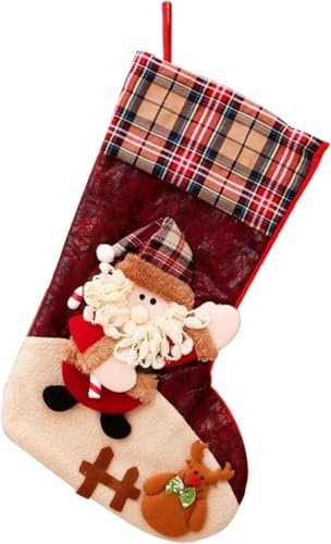 CHUNLINLAODA Nikolausstrumpf 1 Stück großer Nikolausstiefel zum Befüllen als Weihnachtsgeschenktasche hängenden Strümpfen für Kamin Weihnachtsbaum geschenktüte Bonbontasche mit Weihnachtsmann (A)