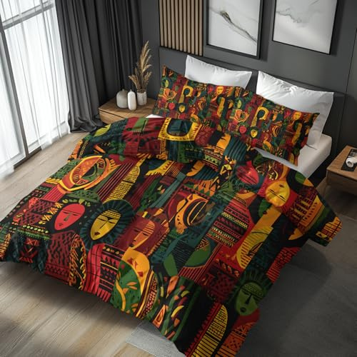 Generisch Bettwäsche Afrikanische 140x200, Afrika Frauen African Frau Motiv Wendebettwäsche & Deko, Weiche Microfaser Bettbezug mit Reißverschluss und 1 Kissenbezug 70x90, 2tlg - ASD14443