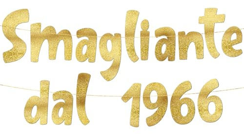60° Compleanno Striscione Smagliante Dal 1966 Oro Glitterato – Decorazioni Compleanno Divertenti, Gadget & Regali per Lei e Lui