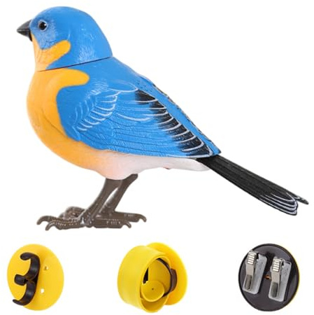 Yeaxxsqy Robot Bird Juguete eléctrico para pájaros Que cantan y cantan, simulación con Pilas activadas por Movimiento y Sonido, Lindos Juguetes interactivos para niños, Azul, estatuas