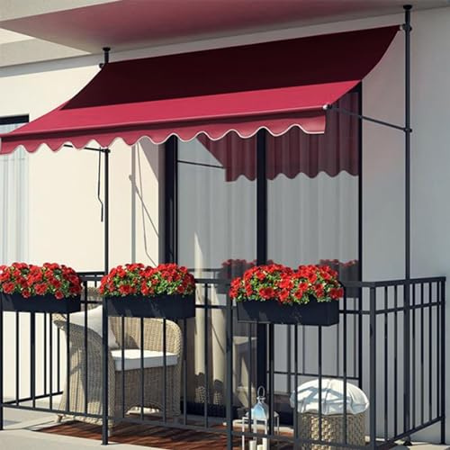 Infällbar balkongmarkis 350 cm – ingen borrning, handkran, UV-beständig, vattentät, justerbar höjd – perfekt solskydd för optimalt skydd och komfort.
