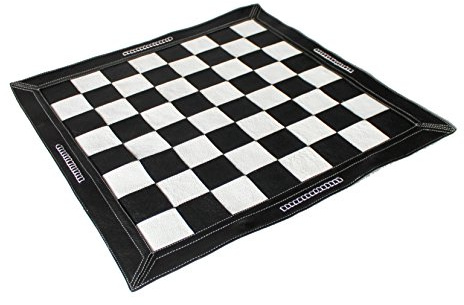Stonkraft 19 x 19 Echtes Leder Schach - Schwarze Farbe | Roll-up Schach | Turnier Schach