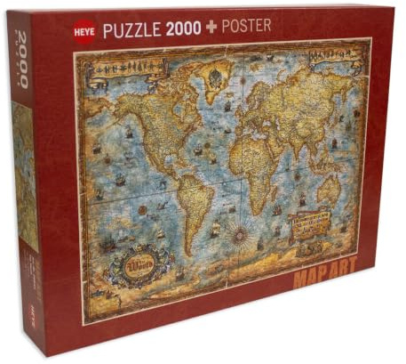 HEYE 29845 The World Standart 2000 Teile, Map Art, inkl. Poster, Brown
