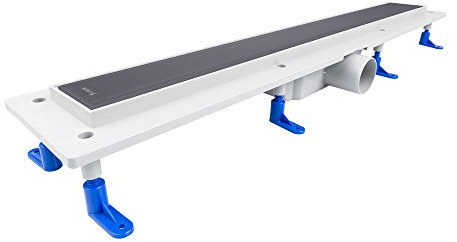 Edelstahl Glas Duschrinne Bodenablauf Ablaufrinne 40cm-100cm für Badezimmer (Rauch Glas 100 cm)
