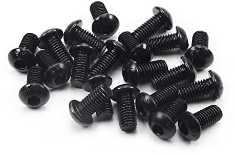 MroMax M8 x 16 mm Maschinenschrauben, Innensechskant, Rundkopfschraube, Karbonstahl, Befestigungsschrauben, Schwarz, 20 Stück