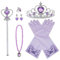 Vicloon Prinzessin Kostüme Zubehör Set of 7, Mädchen Dress up Zubehör mit ELSA Handschuhe, Pfirsichherz Krone, Zauberstab, Ring, Halskette, Ohrring für Geburtstage, Cosplay und Festivals - Lila