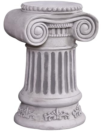 gartendekoparadies.de Ionische Säule, Steinsockel, H. 38 cm, Stellfläche Ø 23 cm, 25 kg, Grau, frostsicher aus Steinguss für Außenbereich