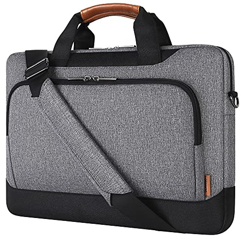 DOMISO 15-15.6 Pouces Sac pour Ordinateur Portable Affaires Mallette Compatible avec 15.6'' Lenovo Ideapad 330/ MacBook Pro/HP EliteBook 850 G3/Envy x360 15/Latitude 3580/Acer Chromebook/Asus,Gris