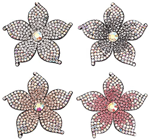 SUPERFINDINGS 4 pz 4 Colori Strass di Cristallo Applique Brillante Squisito Portatile su Toppe Termoadesive O Cucibili Appliques di Cristallo per Abbigliamento Scrapbooking Scarpe da Borsa