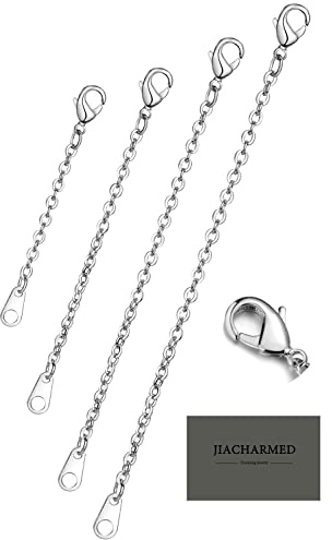 Estensore collana delicata catena di estensione set per collane a strati, collana Extender 1 2 3 4 pollici con durevole chiusura a moschettone in oro bianco placcato, placcato oro 14 K, placcato