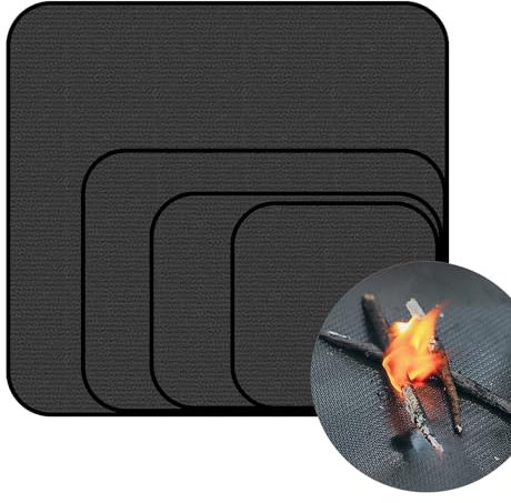 60x52 cm Alfombra Ignífuga para Barbacoa Exterior y Chimenea - Base Protectora Resistente al Calor para Parrilla, Fogata, Suelo y Césped – Fire Pit Mat Alfombrilla, Fácil de Limpiar y Plegable