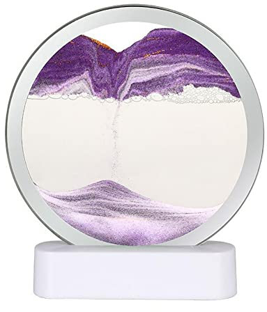 Décor D'art De Sable En Mouvement, Peinture De Sable Qui Coule, Coulant Sable Peinture 3D ​, Lampe De Table Sablier Verre Rond Flowing Sand Picture, Paysage Naturel 3D Lampe De Nuit ( Color : Purple )