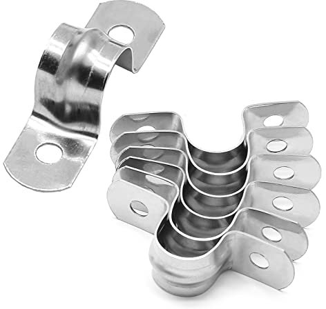 Uenhoy 50 Stück 1,27 cm Edelstahl-Rohrbandklemmen, M12 Zwei-Loch-Gurt-U-Halterung, Rohrschellen für Rohre und Kabel