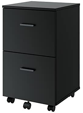 Panana 2 Drawer Mobile File Cabinet, Rolling Office Filing Cabinets With Wheels, Small Under Desk Organizer With Anti-Tilt Mechanism With 4 Hanging Bars For A4, Letter Sized Documents
