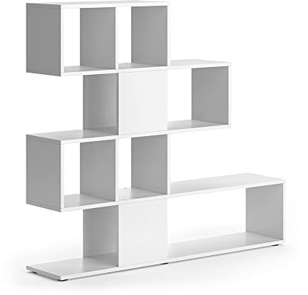 Vicco Raumteiler Hylda, Weiß, 124.4 x 113 cm | mit 4 Faltboxen, geeignet als flexibler Raumtrenner in Z-Form aufstellbar