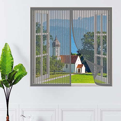 Insektenschutz Fenster Fliegengitter 65 x 130 cm Moskitonetz für Fenster Moskitonetz Fenster waschbares Netz für Dachfenster mit Reißverschluss, Grau