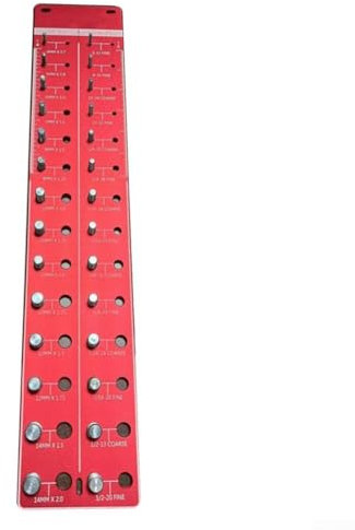 Gewindekennung für Mutter und Bolzen, Schraubenlehre, Schraubengröße und Gewindelehre für Heimwerker und Profis (rot)