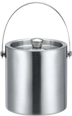 Pimex ice bucket, ice bucket gift Stainless Steel Ice Bucket With Lid Portable Insulated Chilling Ice Bucket Wine Beer Cooler Champagne Cooler-silver wine buckets for parties