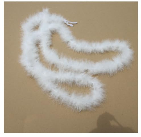 Hrlace 200cm Marabu Federboa 10g Flauschige Marabu Boa zum Basteln Natürliche Truthah Feder Boa Tlauschige Feder Girlande Weihnachtsgirlande DIY Kostüm Tanzen Hochzeit Cosplay Partydeko Beige