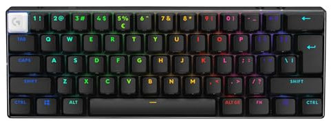 Logitech G PRO X 60 LIGHTSPEED Wireless Gaming Keyboard, Ultra Compact TKL 60% Mechanical Keyboard, LIGHTSYNC RGB, Dual-Shot PBT Keycaps, GX Optical Tactile Switches, Windows PC, UK English - Black