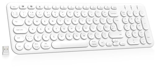 PINKCAT Rechargeable Wireless Keyboard, 2.4G/Bluetooth Ultra Slim Silent Keyboard with Numeric Keypad for Mac/Computer/Desktop/PC/Laptop/Surface/Smart TV/Notebook and Windows 10/8/7 - White