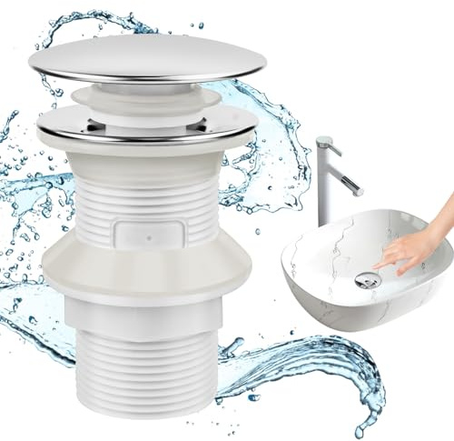 MengQiLe Desagüe Lavabo sin Rebosadero, Tapón Desague Lavabo Universal 1 1/4, Tapones de Desagüe Lavabo Pop-Up, Tapon Lavabo Click Clack, Valvula Tapón de Desagüe(Blanco)