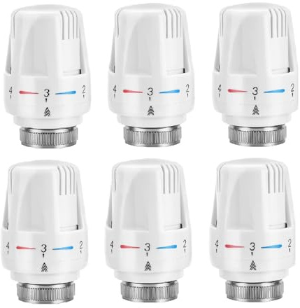 Tête de radiateur thermostatique M30 x 1,5 - Valve de contrôle de la température - Valve de chaleur automatique standard - Système de chauffage à tête fixe pour la maison et le bureau - Blanc (6)