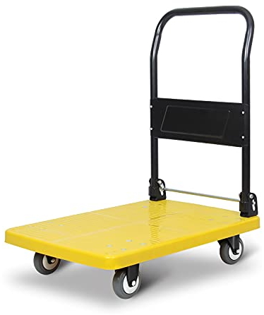 Plattformwagen, Kunststoffdeck, Sackkarre, beweglicher Plattformwagen mit klappbarem Metallgriff, geräuschlose Räder für Büro, Buchhandlung, Hochleistungswagen, Plattformwagen