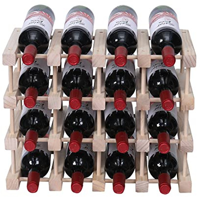 guilai Wooden Stackable Storage Modular Small countertop Wine Rack Cabinet,Freestanding for Floor Wood Wine Bottle Shelf (16bottle)