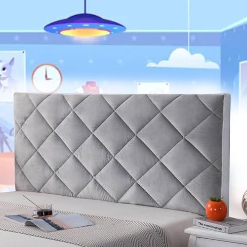 Generisch Bett kopfteil bezug Kopfteilbezug für Doppelbett gepolstert für Einzelbett Kopfteilbezug für Doppelbett Bettrückenlehne gepolstertes Kopfteil für Schlafzimmer grau 160 cm