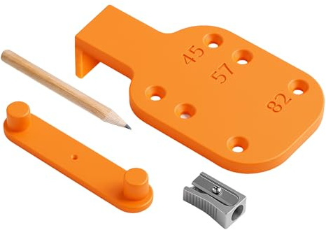 Decoralin Door Handle & Mortice Lock Marking Jig Set – Template for 45mm, 57mm & 82mm Backset – Edge Center Finder 1–54mm – Includes Pencil & Sharpener – Easy Accurate Door Handle Installation