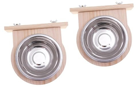 Sosoport 2pcs Safe Parrot Food Feeder Box Stainless Steel Bird Feeding Case Bird Feeder Tray for African Grey Macaw Cockatiel Conure