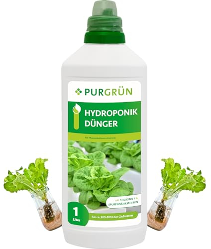 Purgrün® Hydroponik-Dünger 1 Liter – Schnell wirksame mineralische Rezeptur – Premium-Flüssigdünger mit Spurennährstoffen – NPK 7+3+6 – Stärkt die Widerstandskraft – Für gesundes Wachstum