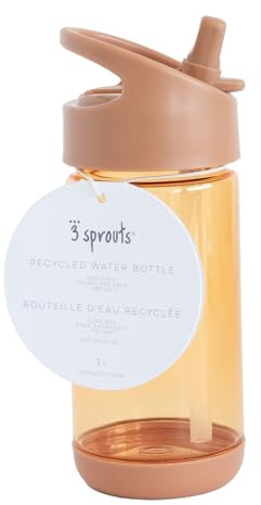3 Sprouts - Gourde Enfant Anti Fuite - Sans BPA, Idéale pour la Maternelle - Bouteille d'eau en Plastique Recyclé pour Enfants - Rouille