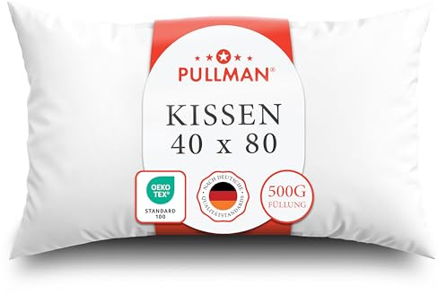 Pullman Kopfkissen 40x80 cm - Hotelqualität Mikrofaser Kissen für Alle Schlafpositionen, Bequemes Allergiker Schlafkissen mit 500g Füllmaterial, Oeko-Tex zertifiziertes Bett Kissen (40 x 80)