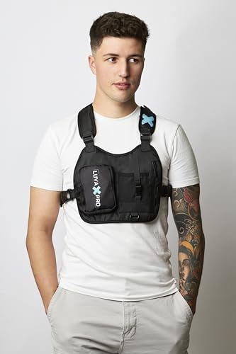 Pechera Cámara de acción Universal teléfono Pecho Correa arnés Montaje para Smartphone, Mochila Multifuncional con Bolsillos, Deportes Extremos como Moto, Bicicleta, Accesorio Movil (Singular)