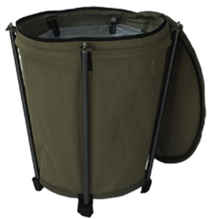 Psdndeww Cubo de basura plegable para viajes al aire libre, camping, cubo redondo, bolsa de basura con tapa, contenedor de basura