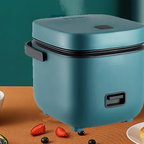 PanHuiWen Electric Rice Cooker Small 2 Person, Microwave Rice Cooker Small Korean Micro Rice Cooker 1.2 Litre, One Touch Operation with Steamer,Green